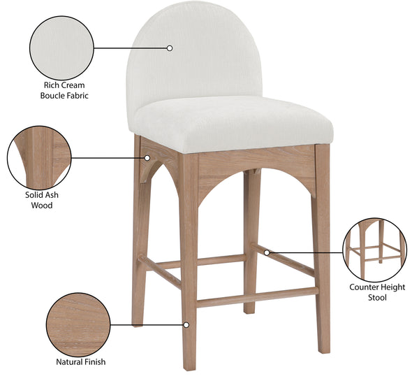 Waldorf Cream Chenille Fabric Stool 390Cream-C Meridian Furniture