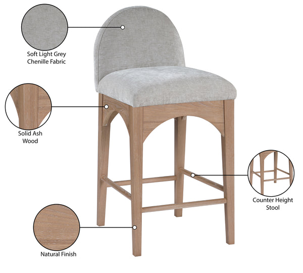 Waldorf Grey Chenille Fabric Stool 390Grey-C Meridian Furniture