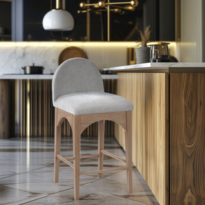 Waldorf Grey Chenille Fabric Stool 390Grey-C Meridian Furniture