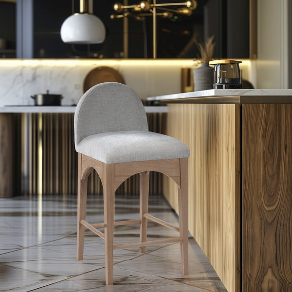 Waldorf Grey Chenille Fabric Stool 390Grey-C Meridian Furniture