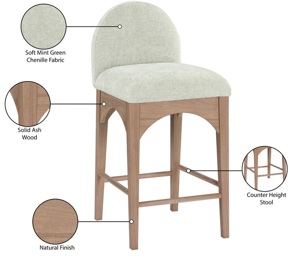 Waldorf Mint Chenille Fabric Stool 390Mint-C Meridian Furniture