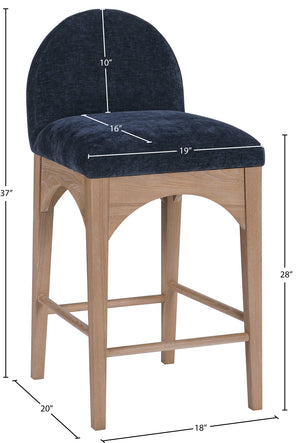 Waldorf Navy Chenille Fabric Stool 390Navy-C Meridian Furniture