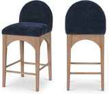 Waldorf Navy Chenille Fabric Stool 390Navy-C Meridian Furniture