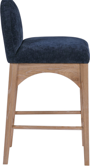 Waldorf Navy Chenille Fabric Stool 390Navy-C Meridian Furniture