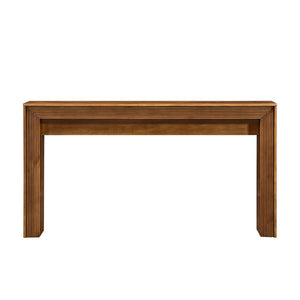 English Elm Fluted Counter Height Dining Set Narrow Bar Console with Upholstered Stool Retro Wood Brown W1202P330888