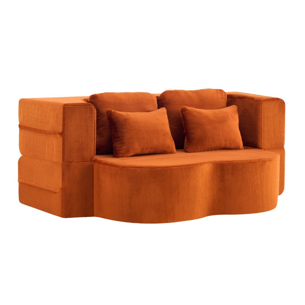 English Elm Large Plush Floor Sofa Foldable Foam Mattress with Pillows for Living Room Lounge W3612P440208