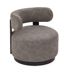 English Elm Wooden Base Barrel Swivel Club Chair Pu Leather Lounge Seat with 360 Degree Rotation N776P422651G