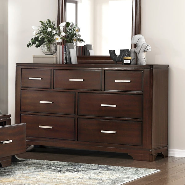 English Elm Modern 7 Drawer Birch Dresser with Chrome Pulls Transitional Bedroom Storage Cherry B011P469531