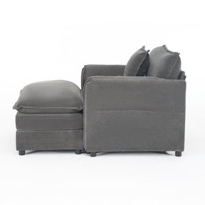 English Elm Oversized Chenille Lounge Chair with Detachable Ottoman Deep Cushioned Living Room Seat W3163S00069