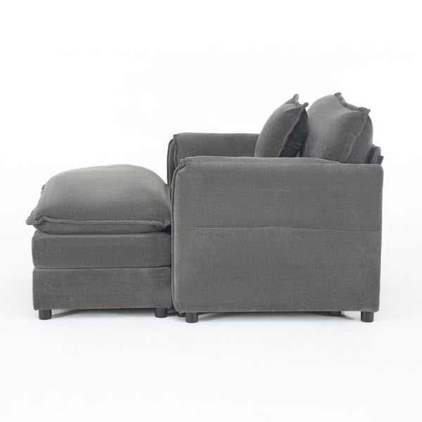English Elm Oversized Chenille Lounge Chair with Detachable Ottoman Deep Cushioned Living Room Seat W3163S00069
