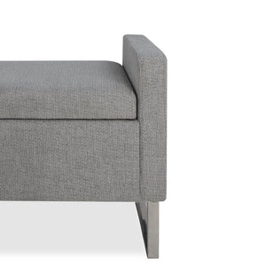 English Elm 47" Upholstered Storage Ottoman Bench with Metal Base for Bedroom or Entryway W5325P427119