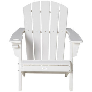 English Elm Outsunny Adirondack Chair With Integrated Cup Holder, Durable Hdpe Lounger For Patio & Garden Fun W2225P217572-GIGA