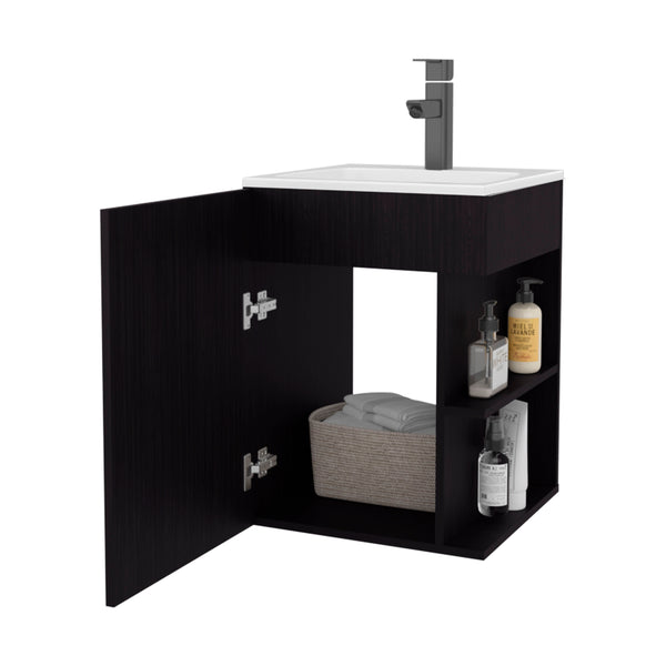 English Elm Bathroom Vanity Engineered Wood 24.8” H with Single Door, 2 Shelves, Modern Eco-Friendly Design Black 28.74 L x 22.83 W x 4.33 H B097S00210