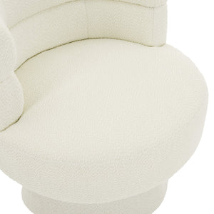 English Elm Christopher Knight Home® - Contemporary Boucle 360° Swivel Barrel Chair with 330lb Capacity, Plush Textured Accent Seat for Living Room Cream White N765P292090W