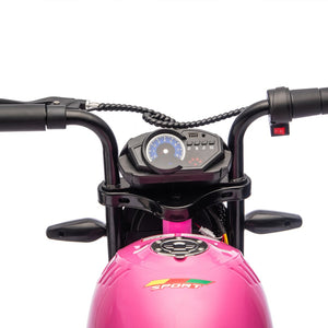 English Elm 24v300w Kids Electric Muscle Motorcycle with Dual Suspension Wide Eva Tires and Twist Throttle Pink W1578P382508