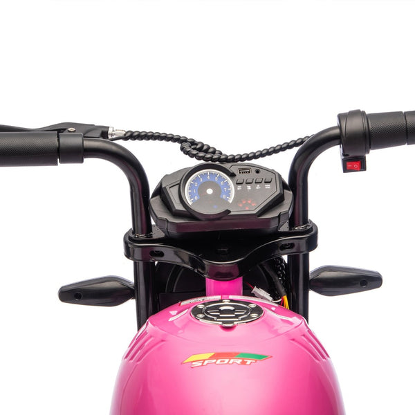 English Elm 24v300w Kids Electric Muscle Motorcycle with Dual Suspension Wide Eva Tires and Twist Throttle Pink W1578P382508