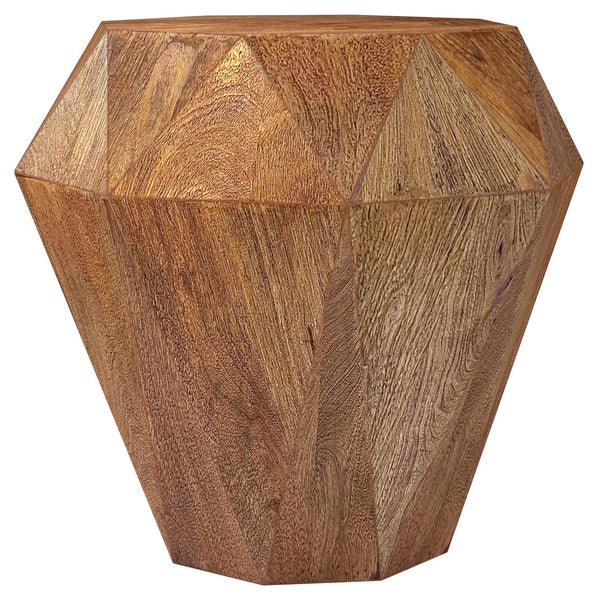English Elm Pringle Octagonal Faceted Mango Wood Side Table — Gemstone-Inspired Sculptural Accent for Living Rooms Natural B062P299918
