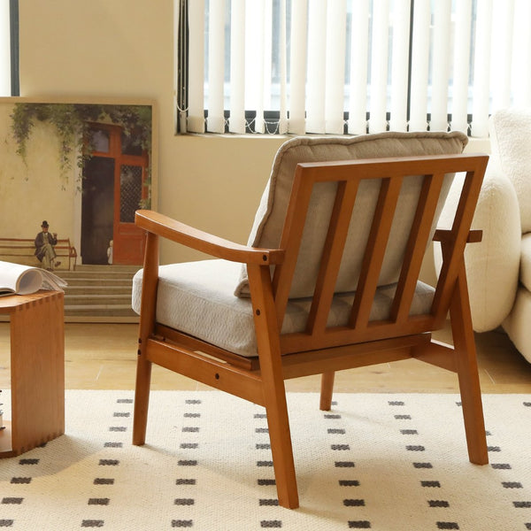 English Elm Cute Fabric Armchair Solid Wood Frame Compact Upholstered Seat for Bedroom or Apartment Grey W2105P420766
