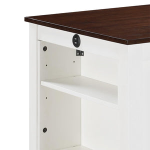 English Elm 36"W Compact Counter Height Dining Table with USB Charging and Built-In Shelves for Small Spaces White B016P392517
