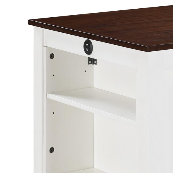 English Elm 36"W Compact Counter Height Dining Table with USB Charging and Built-In Shelves for Small Spaces White B016P392517