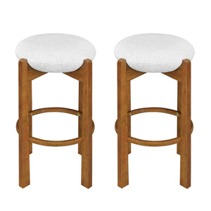 English Elm Christopher Knight Home® - Tara Stylish Wooden Barstool Set Of 2: Walnut Finish With Ivory Upholstery For Modern Spaces N775P333863W