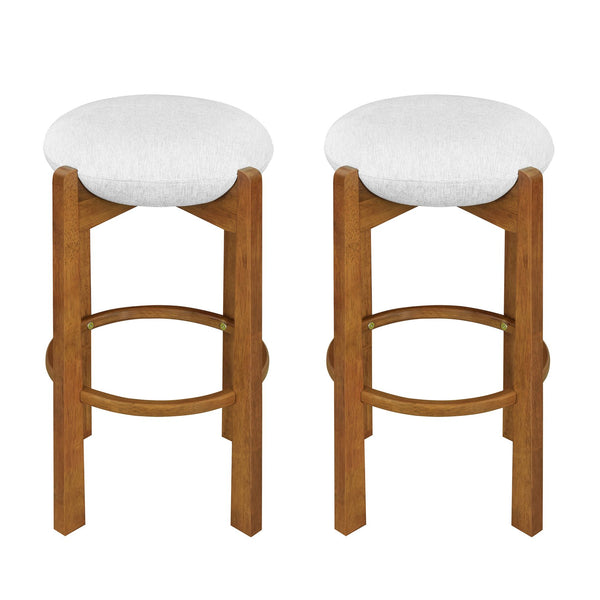 English Elm Christopher Knight Home® - Tara Stylish Wooden Barstool Set Of 2: Walnut Finish With Ivory Upholstery For Modern Spaces N775P333863W