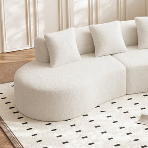 English Elm Modern Curved 5-Seater Sectional Sofa - Stylish Velvet Couch For Comfort & Easy Setup W1765S00121-GIGA