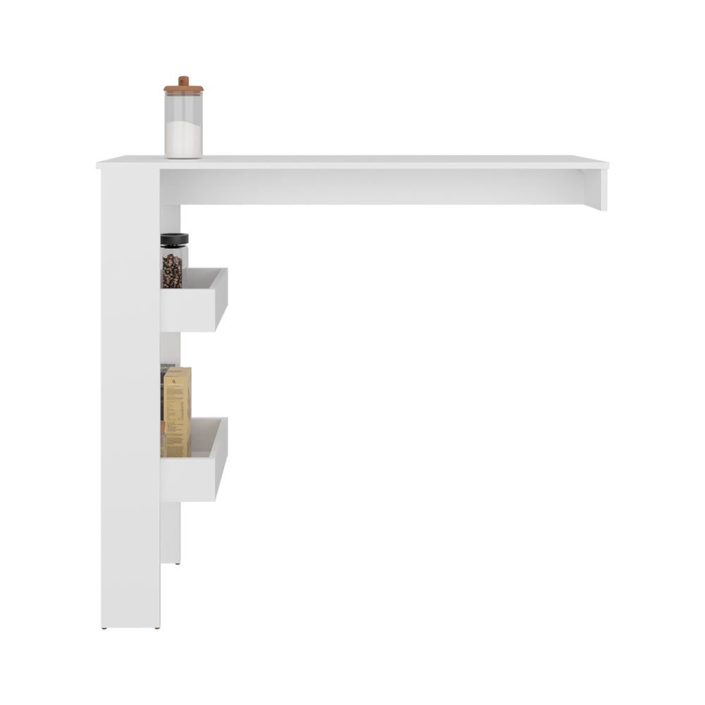 English Elm Bar Table 43.1" H with 3 Shelves White — Slim Space-Saving Engineered Wood Storage for Kitchen Bars B097P395880