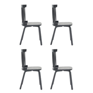 English Elm Windsor Dining Chairs Set Of 4, Ergonomic Spindle Back, Black Wood For Farmhouse & Modern Décor W2069P293308-GIGA