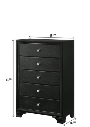 English Elm 1pc Glam Five-Drawer Embossed Crocodile Finish Chest with Felt-Lined Top Drawer and Dovetail Joinery Black 33.31 L x 18.58 W x 49.69 H B011P216718