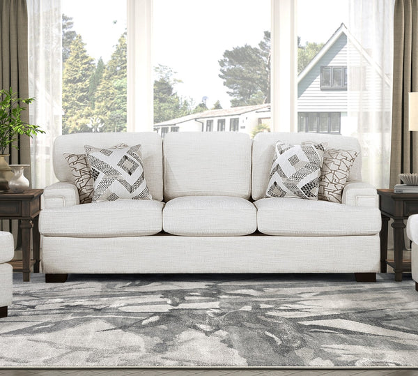 English Elm Modern Elegance Comfort Sofa Set - 3-Piece Cream Chenille Living Room Furniture With Pillows B011S01508
