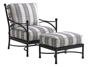 Lexington Tommy Bahama Outdoor 3910-44-40 Pavlova Ottoman - Stylish Aluminum Frame With Elegant Graphite Finish & Limestone Look Graphite Wood 3910-44-40