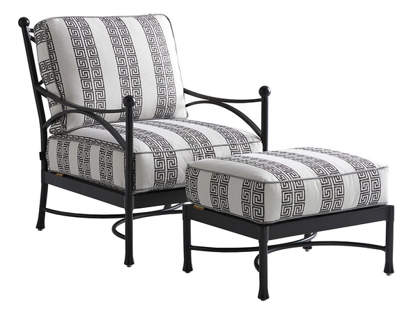 Lexington Tommy Bahama Outdoor 3910-44-40 Pavlova Ottoman - Stylish Aluminum Frame With Elegant Graphite Finish & Limestone Look Graphite Wood 3910-44-40