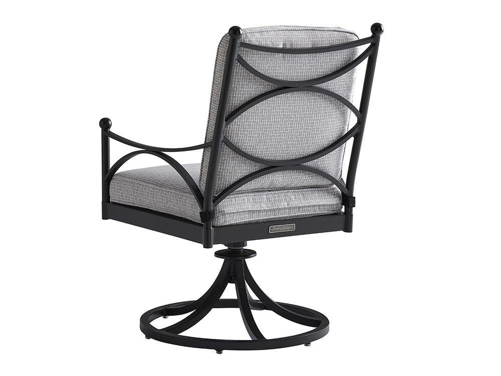 Lexington Tommy Bahama Outdoor 3910-13sr-40 Elegant Pavlova Swivel Rocker Dining Chair With Graphite Finish & Limestone Style Top Graphite Wood 3910-13sr-40