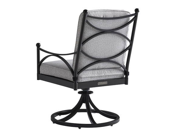 Lexington Tommy Bahama Outdoor 3910-13sr-40 Elegant Pavlova Swivel Rocker Dining Chair With Graphite Finish & Limestone Style Top Graphite Wood 3910-13sr-40