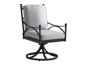 Lexington Tommy Bahama Outdoor 3910-13sr-40 Elegant Pavlova Swivel Rocker Dining Chair With Graphite Finish & Limestone Style Top Graphite Wood 3910-13sr-40