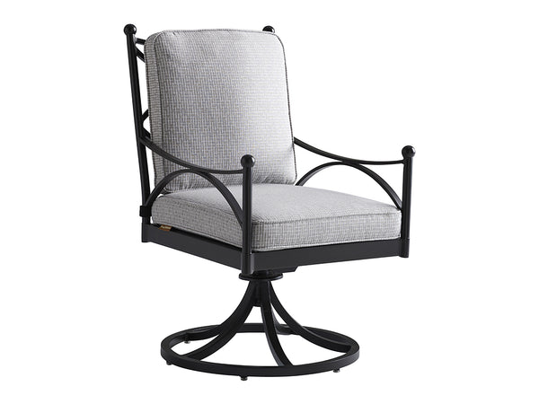 Lexington Tommy Bahama Outdoor 3910-13sr-40 Elegant Pavlova Swivel Rocker Dining Chair With Graphite Finish & Limestone Style Top Graphite Wood 3910-13sr-40