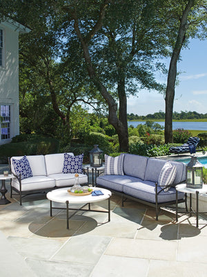 Lexington Tommy Bahama Outdoor 3910-943 Pavlova Round Cocktail Table - Elegant Graphite Frame With Limestone-style Top For Modern Spaces Graphite Wood 3910-943