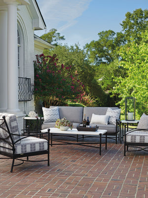 Lexington Tommy Bahama Outdoor 3910-945 Elegant Rectangular Cocktail Table With Graphite Finish & Limestone-style Top For Stylish Living Graphite Wood 3910-945