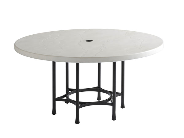 Lexington Tommy Bahama Outdoor 3910-870c Elegant Round Dining Table With Graphite Frame And Limestone Finish For Stylish Gatherings Graphite Wood 3910-870c