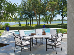 Lexington Tommy Bahama Outdoor 3910-870c Elegant Round Dining Table With Graphite Frame And Limestone Finish For Stylish Gatherings Graphite Wood 3910-870c