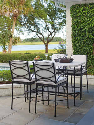 Lexington Tommy Bahama Outdoor 3910-873 Elegant High/Low Bistro Table With Durable Limestone-style Top & Sophisticated Design Graphite Wood 3910-873