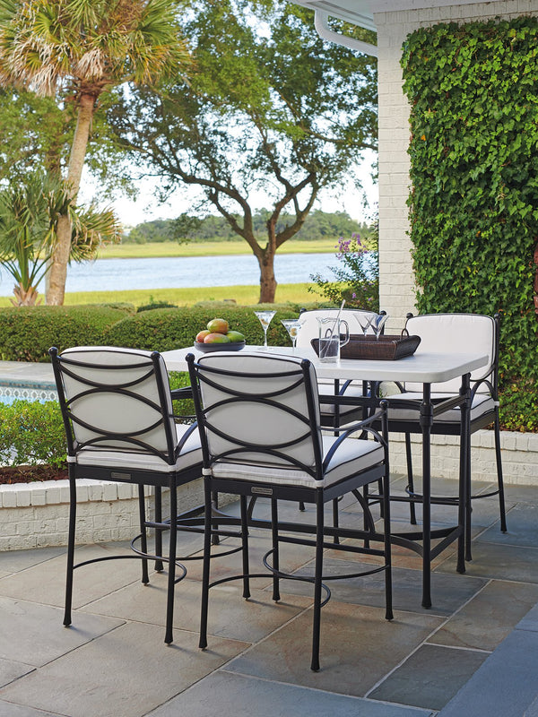 Lexington Tommy Bahama Outdoor 3910-873 Elegant High/Low Bistro Table With Durable Limestone-style Top & Sophisticated Design Graphite Wood 3910-873