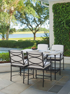 Lexington Tommy Bahama Outdoor 3910-873 Elegant High/Low Bistro Table With Durable Limestone-style Top & Sophisticated Design Graphite Wood 3910-873