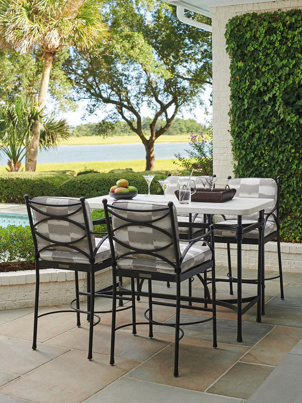 Lexington Tommy Bahama Outdoor 3910-873 Elegant High/Low Bistro Table With Durable Limestone-style Top & Sophisticated Design Graphite Wood 3910-873