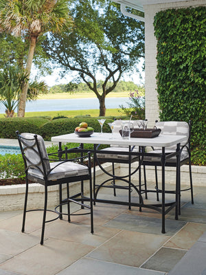 Lexington Tommy Bahama Outdoor 3910-873 Elegant High/Low Bistro Table With Durable Limestone-style Top & Sophisticated Design Graphite Wood 3910-873