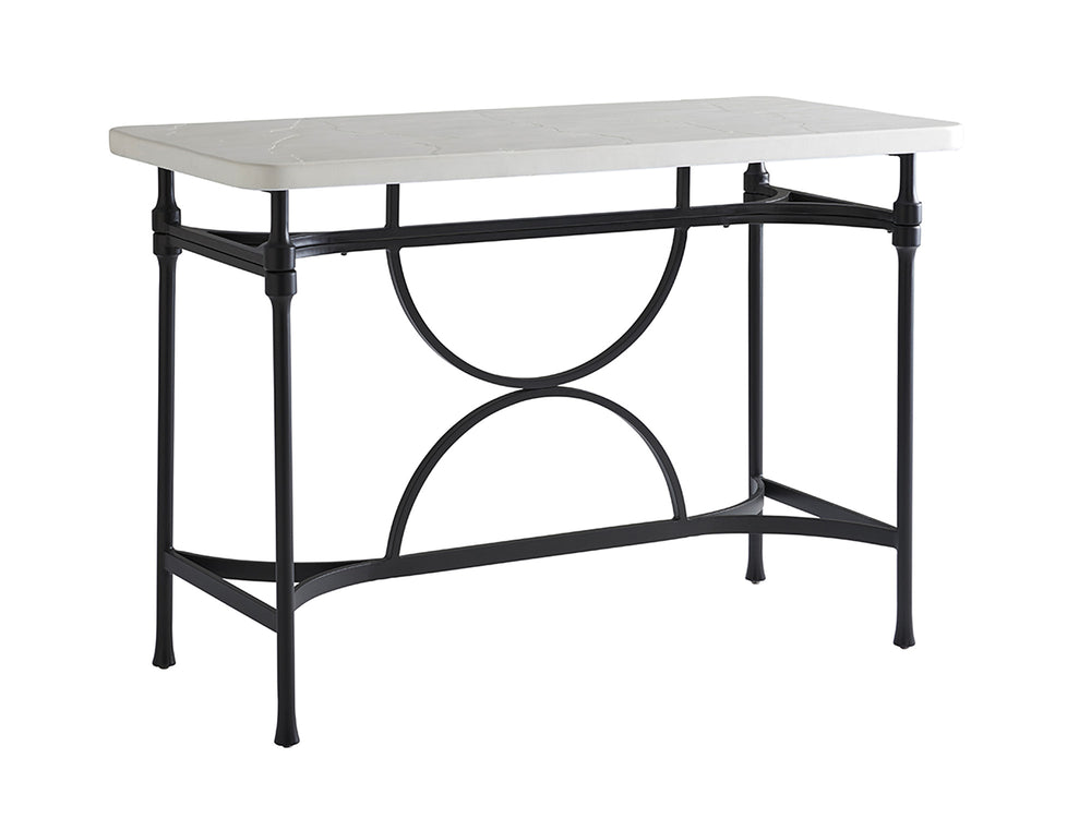Lexington Tommy Bahama Outdoor 3910-873 Elegant High/Low Bistro Table With Durable Limestone-style Top & Sophisticated Design Graphite Wood 3910-873
