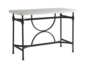 Lexington Tommy Bahama Outdoor 3910-873 Elegant High/Low Bistro Table With Durable Limestone-style Top & Sophisticated Design Graphite Wood 3910-873