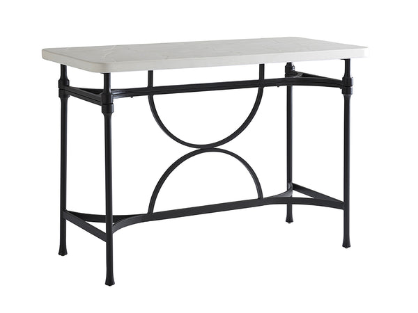Lexington Tommy Bahama Outdoor 3910-873 Elegant High/Low Bistro Table With Durable Limestone-style Top & Sophisticated Design Graphite Wood 3910-873