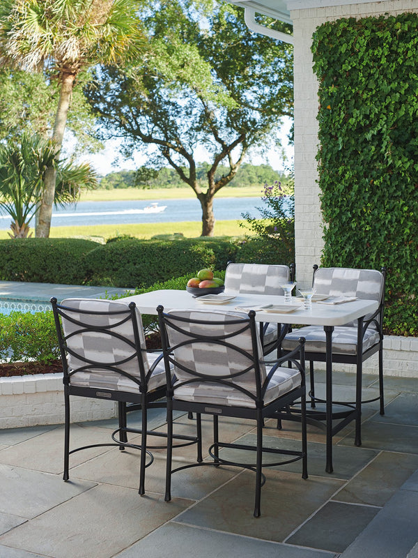 Lexington Tommy Bahama Outdoor 3910-873 Elegant High/Low Bistro Table With Durable Limestone-style Top & Sophisticated Design Graphite Wood 3910-873
